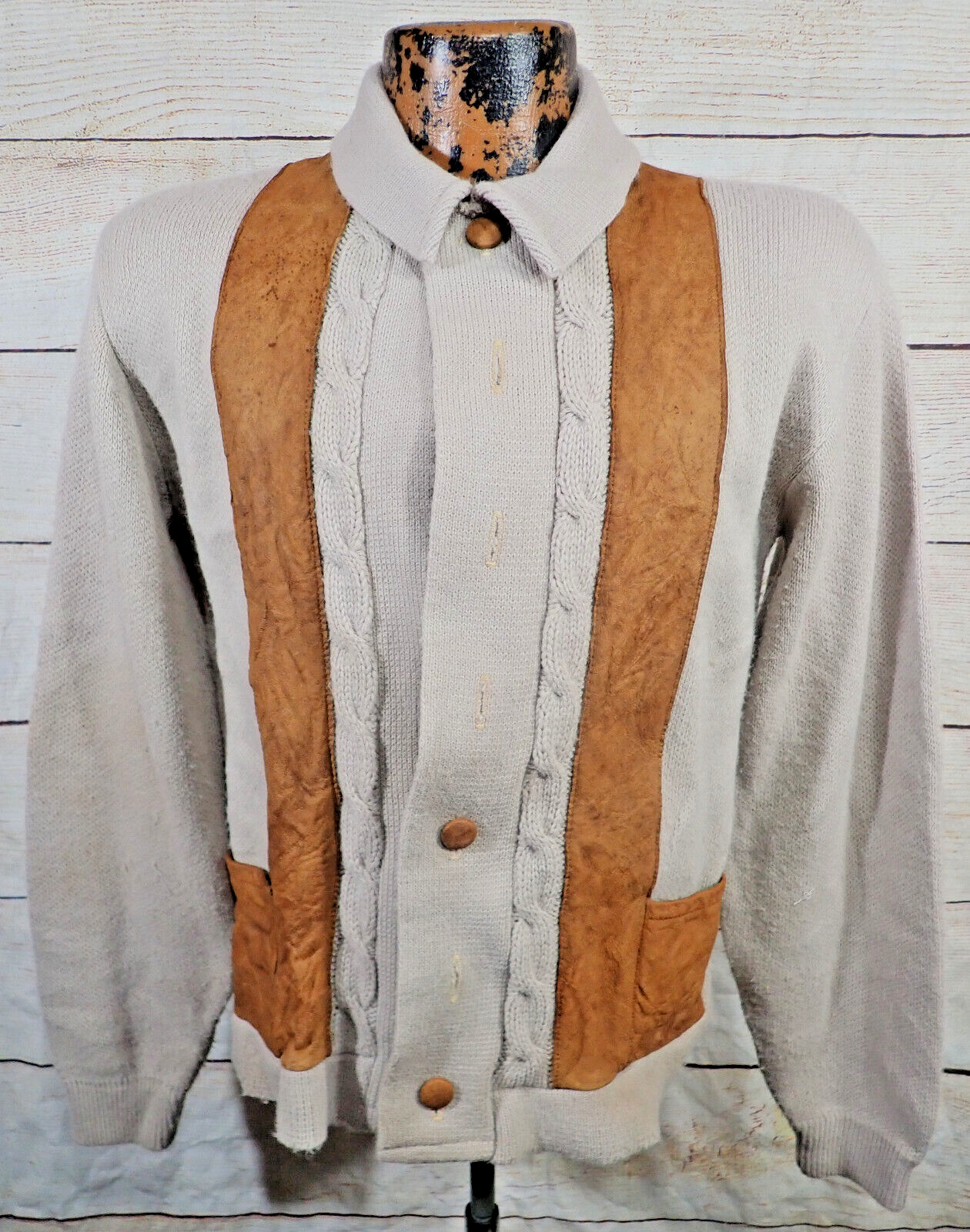 vintage 60s Juilliard Cardigan Sweater Mens S Roc… - image 1