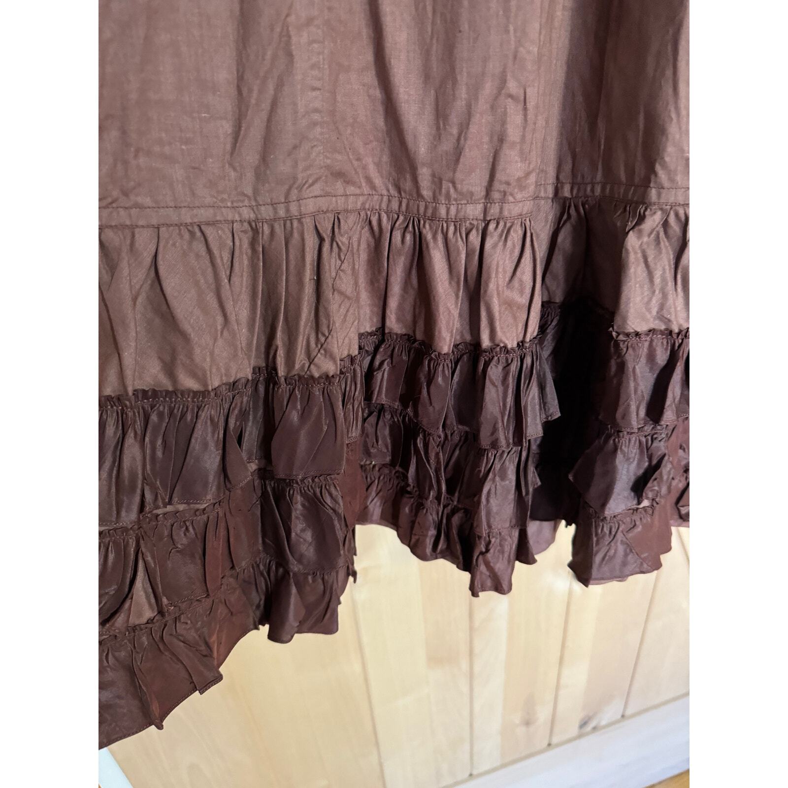 Antique 1800s Victorian Brown Ruffled Petticoat/U… - image 3