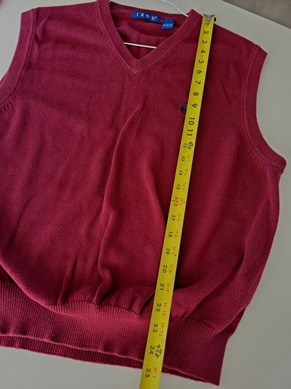 Mens Izod 90s Sweater Vest Sz M Burgandy Red - image 7