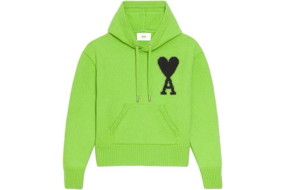 Ami Paris Ami de Coeur Merino Wool Knit Green Hoo… - image 1