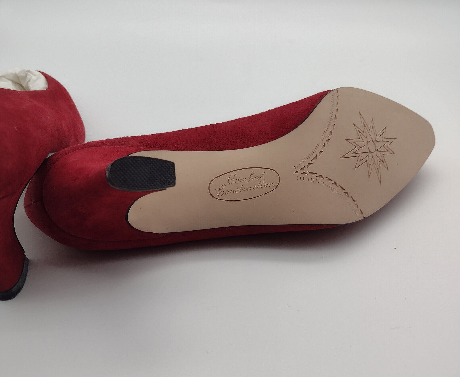 Vintage 1990's Caressables Tristan Red Suede Heel… - image 6