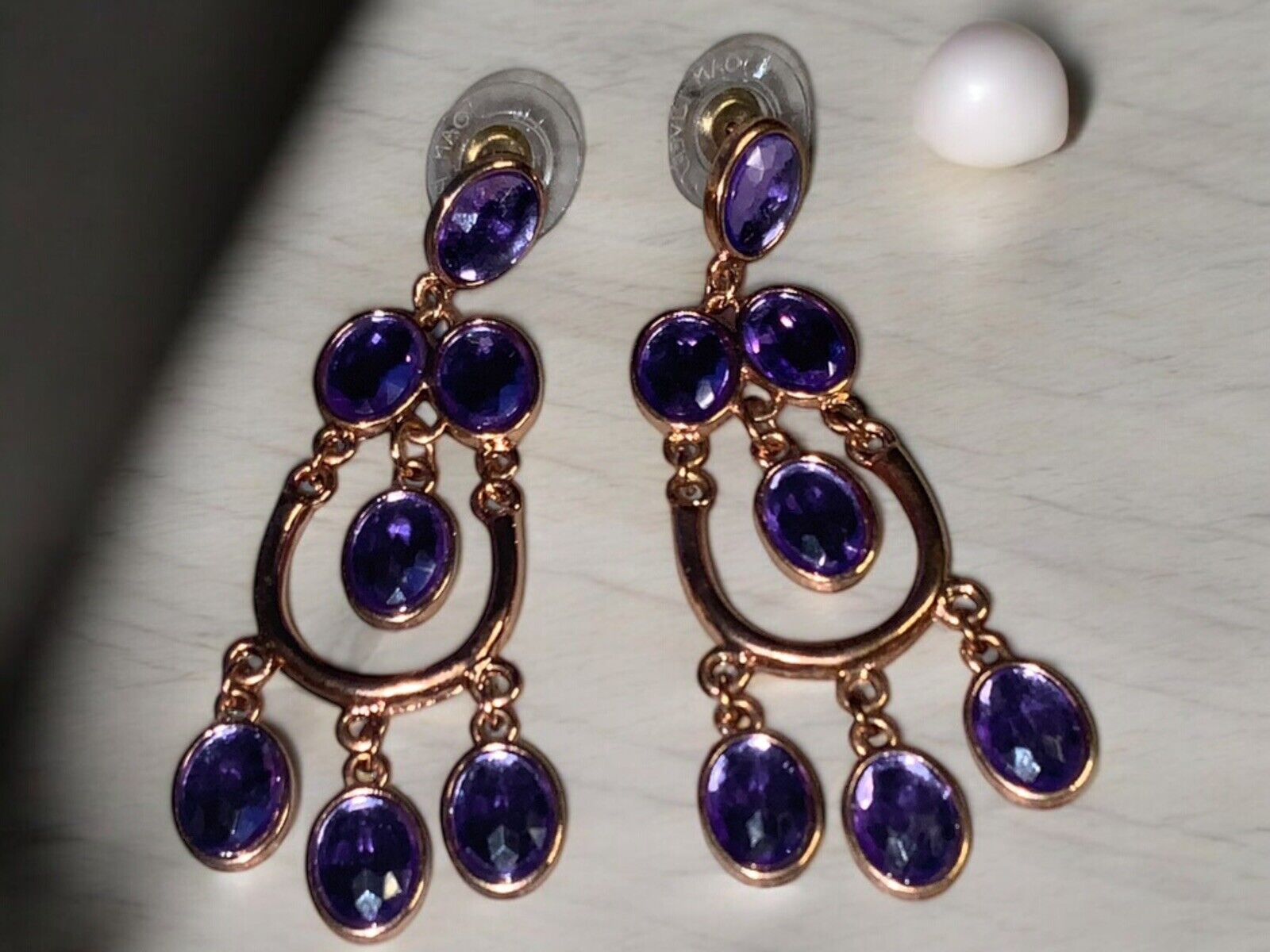 Joan Rivers Rose Gold Tone Faceted Purple Crystal… - image 1