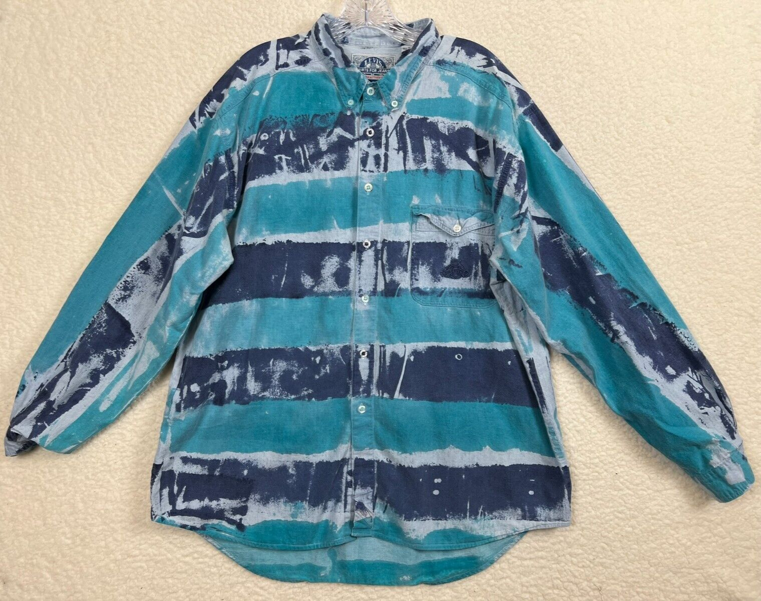 Levis Shirt Mens XL Tie Dye Blue Real Indigo Vint… - image 1