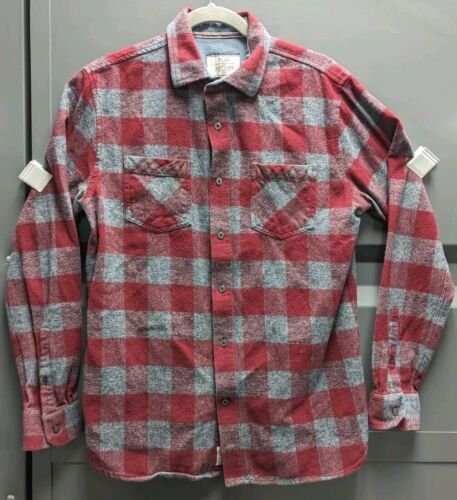 Flag & Anthem Shirt Mens Medium Red Gray Plaid Lo… - image 1