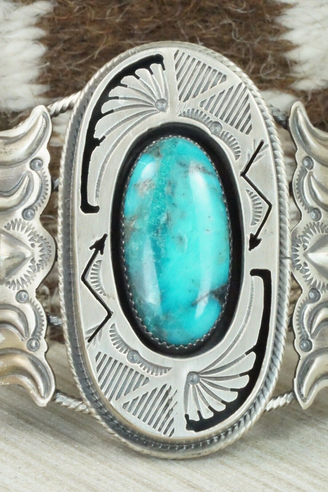 Turquoise and Sterling Silver Bracelet - Navajo - image 2