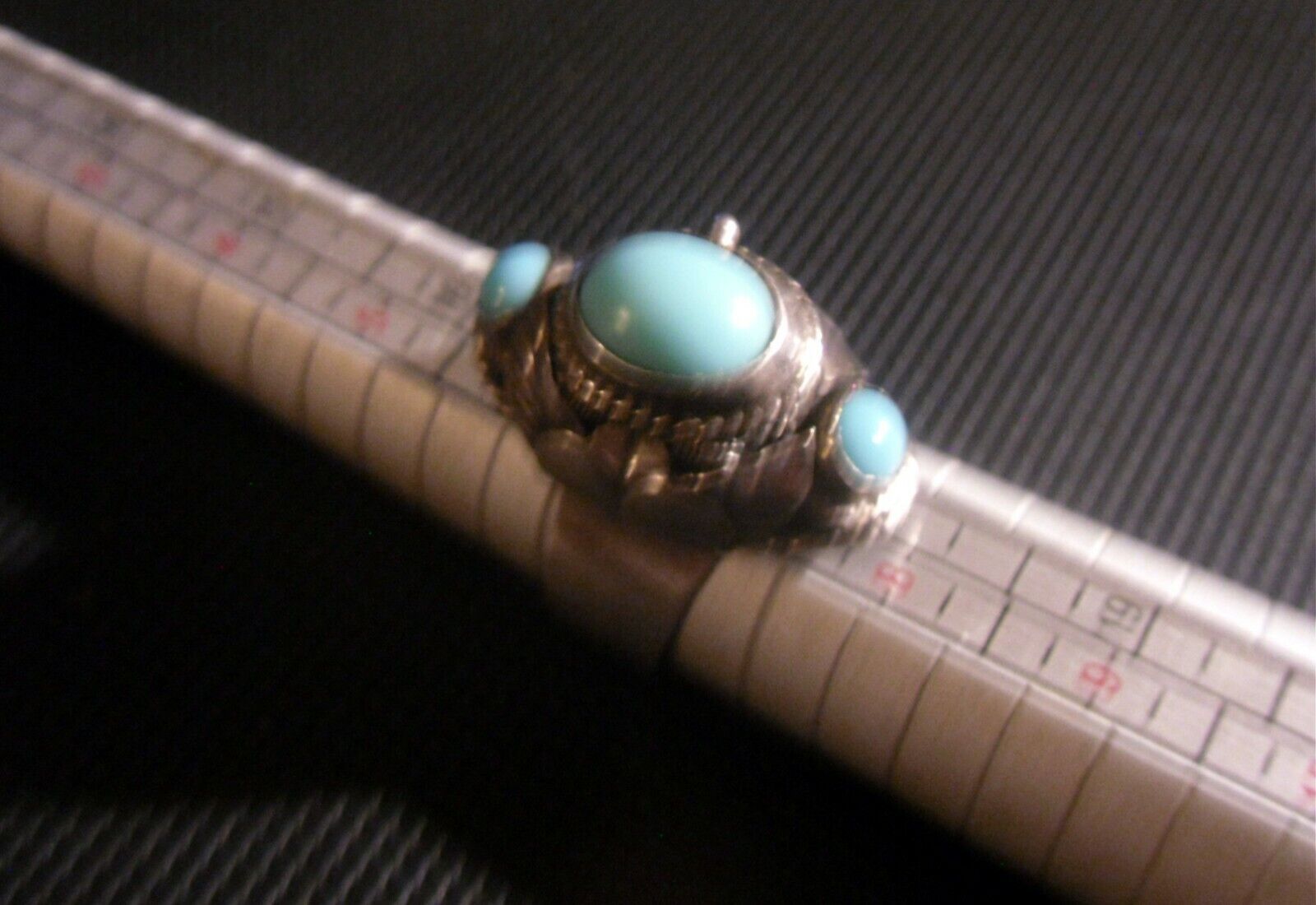 Vintage 3 stone Poison Pill Ring .925 STERLING SI… - image 4