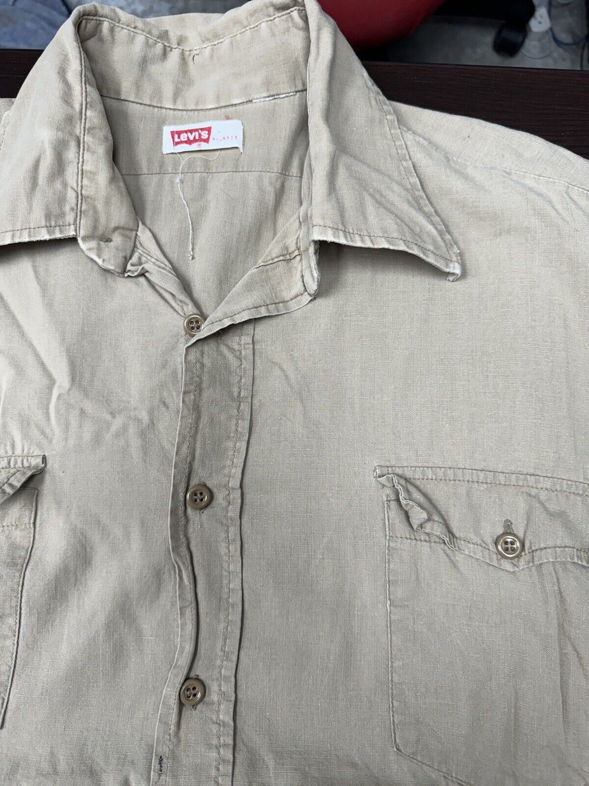 Vintage Levi's Button Up Work Shirt XL 70s 80s - image 3