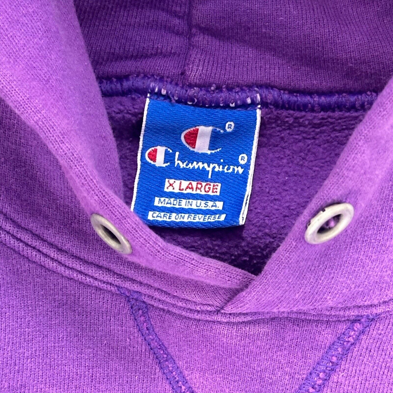 VTG 1980s Champion Faded Purple Hoodie Sweatshirt… - image 4