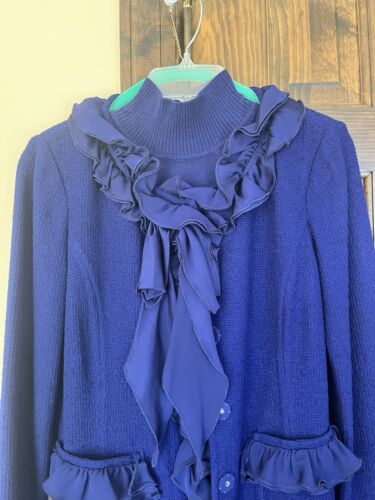 St John/ sapphire blue/ wool blend knit duster/ma… - image 1