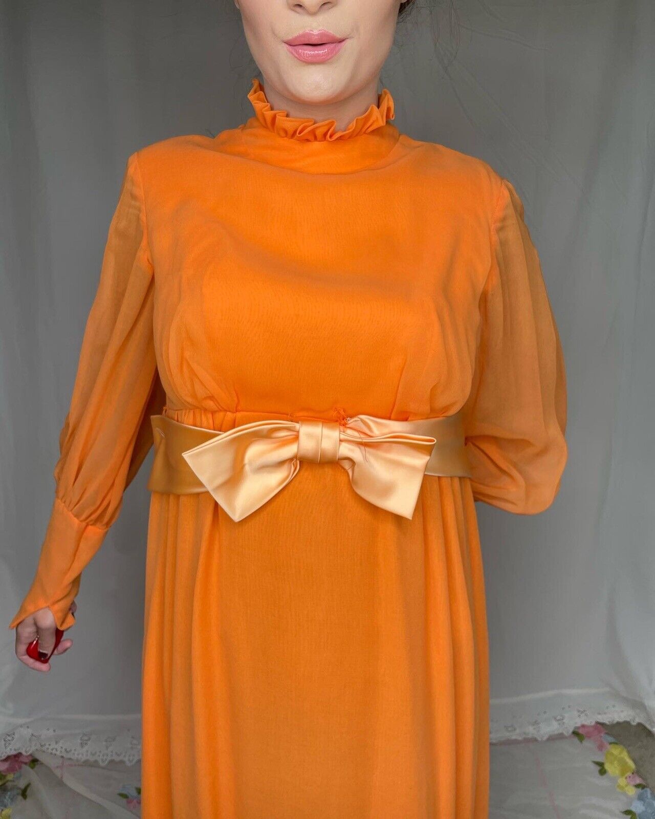 Orange Vintage Dress - image 5