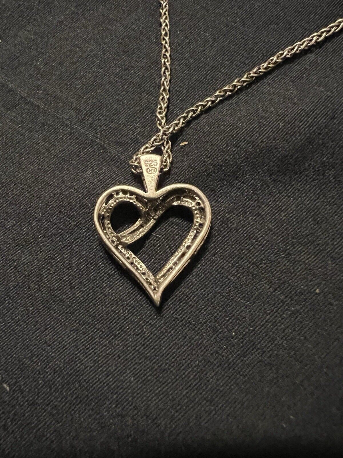 genuine diamond heart pendant silver 925 - image 2