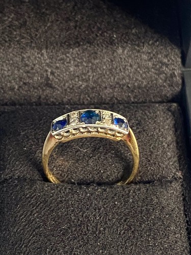 Edwardian Victorian Sapphire And Diamond Antique … - image 1