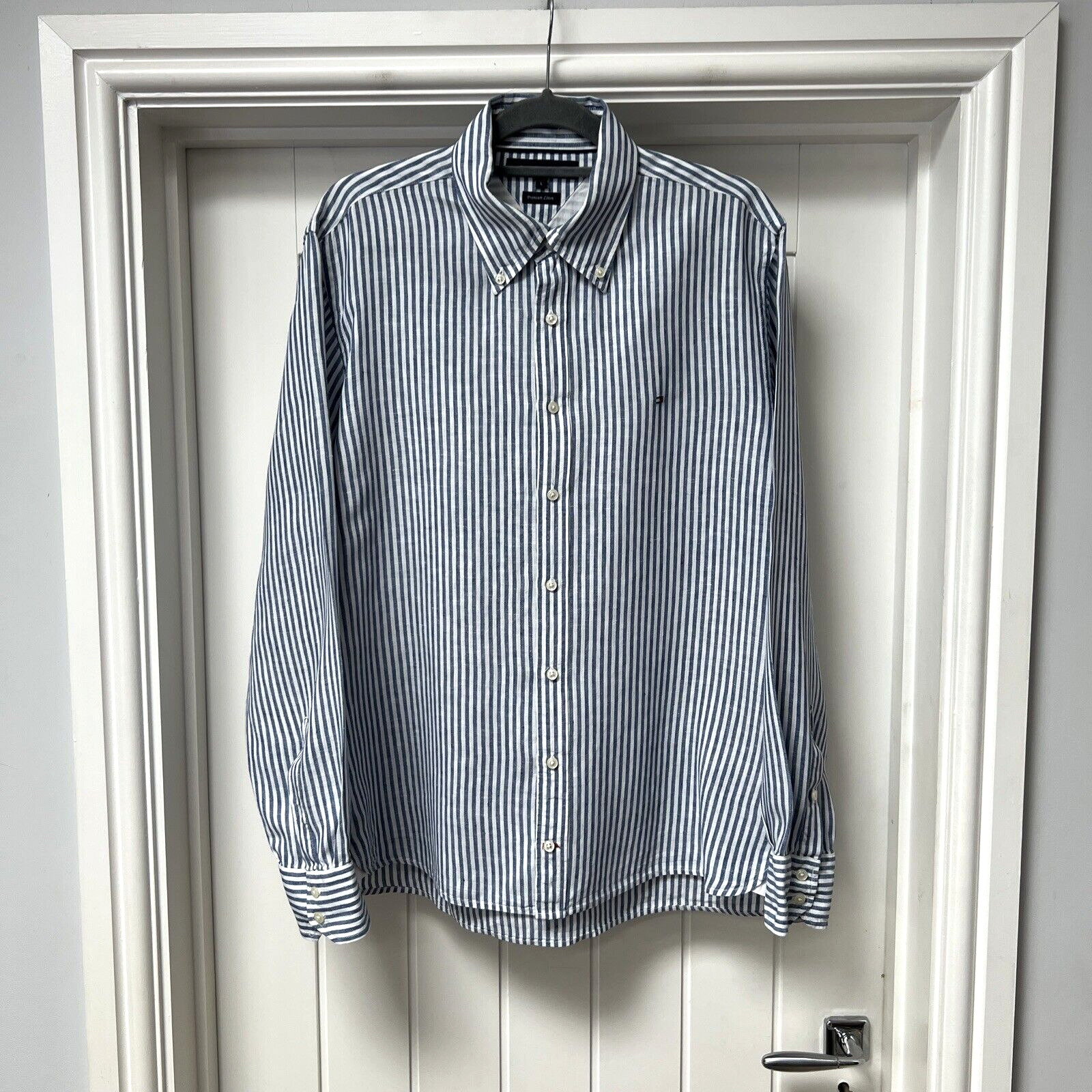 Tommy Hilfiger Shirt Men's Large Blue White Strip… - image 1