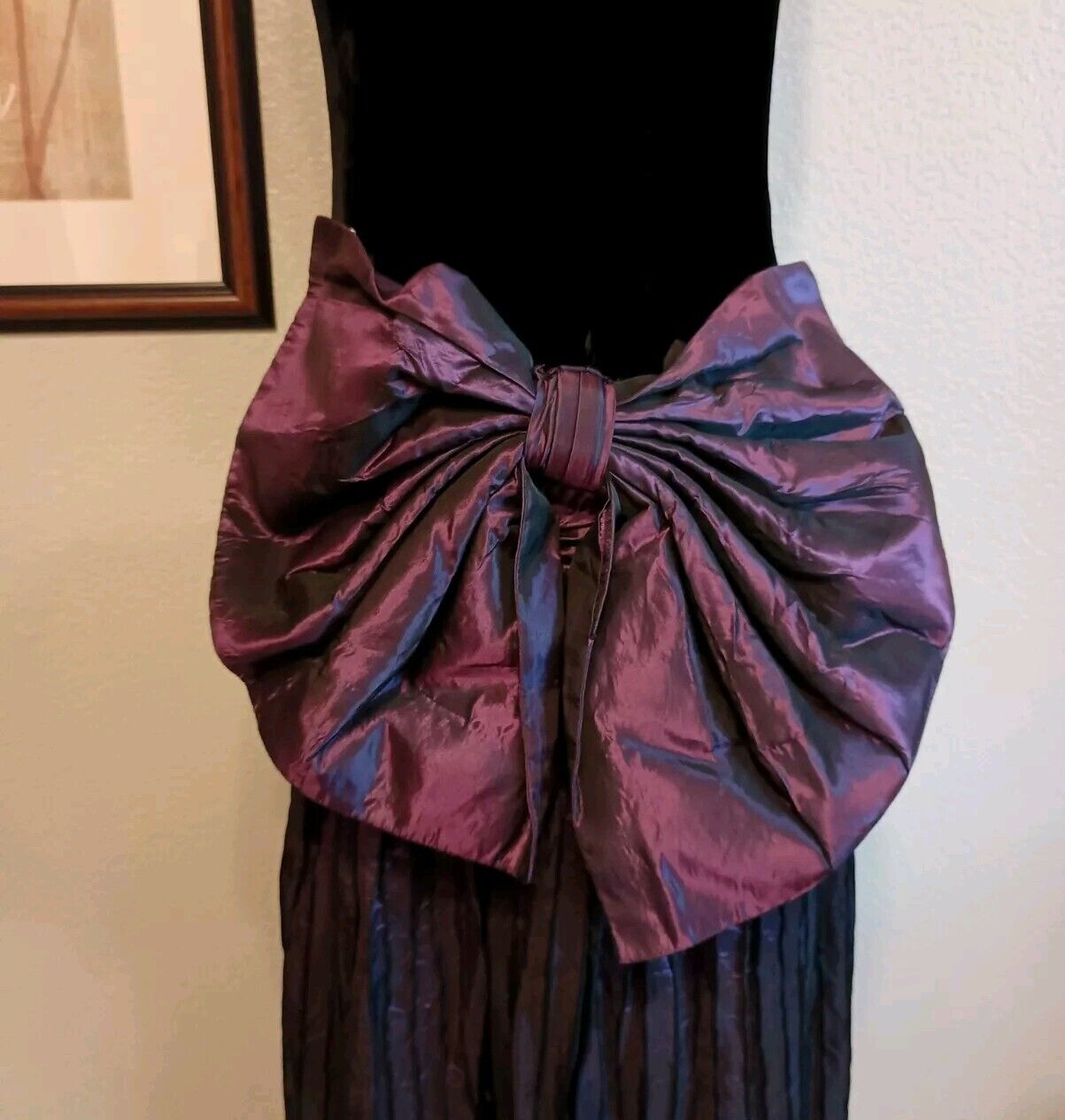 Vintage Black Velvet Taffeta Dress Strapless Prom… - image 10