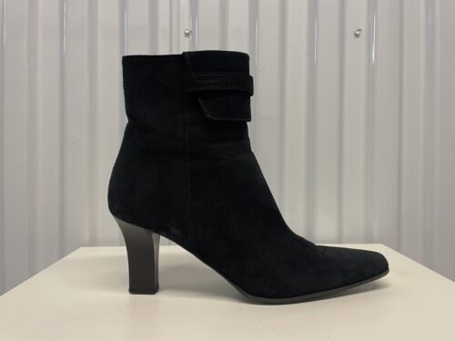 Vintage 90s Salvatore Ferragamo Molly Black Suede… - image 1