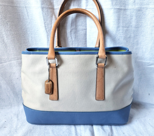 Vintage Coach Hampton Carryall Tote Bag Cream Can… - image 1