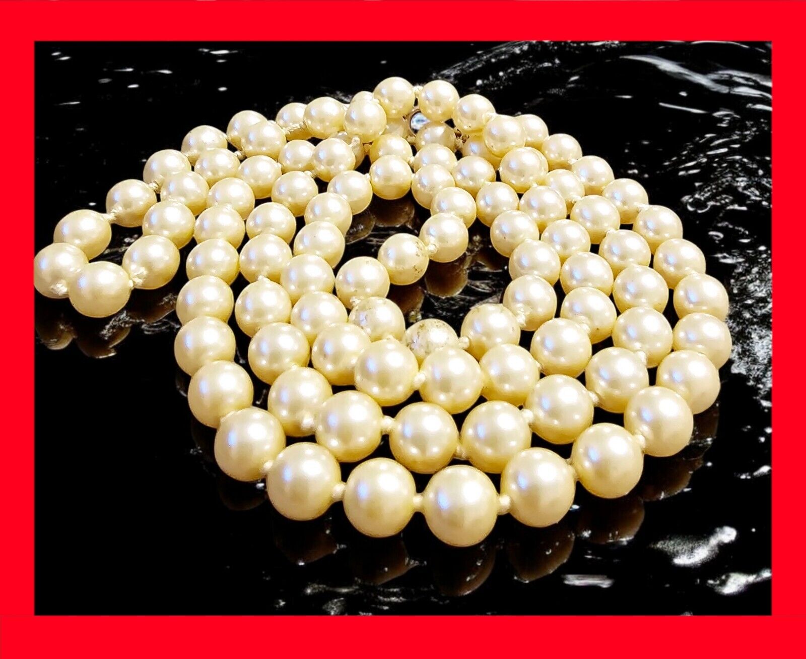 Estate 30 Inch Necklace of 7 mm Genuine White Cre… - image 8