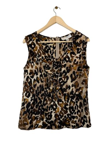 St. John Collection Leopard Print Silk Sleeveless… - image 1