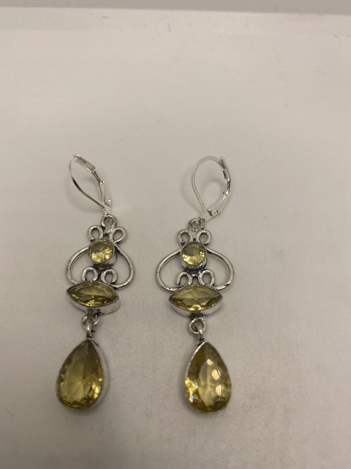 Vintage Citrine earrings Deco 925 Sterling - image 4