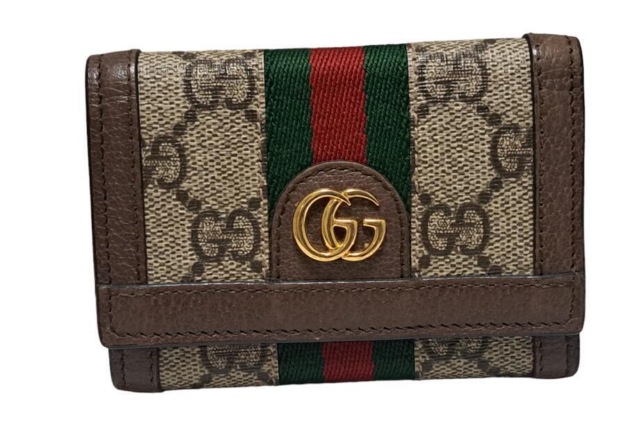 Gucci Compact Ophidia Tri-Fold Wallet Web Stripe … - image 1