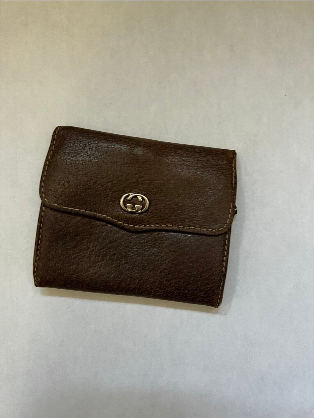 Vintage Gucci Wallet Coin Purse Leather Brown Gol… - image 11