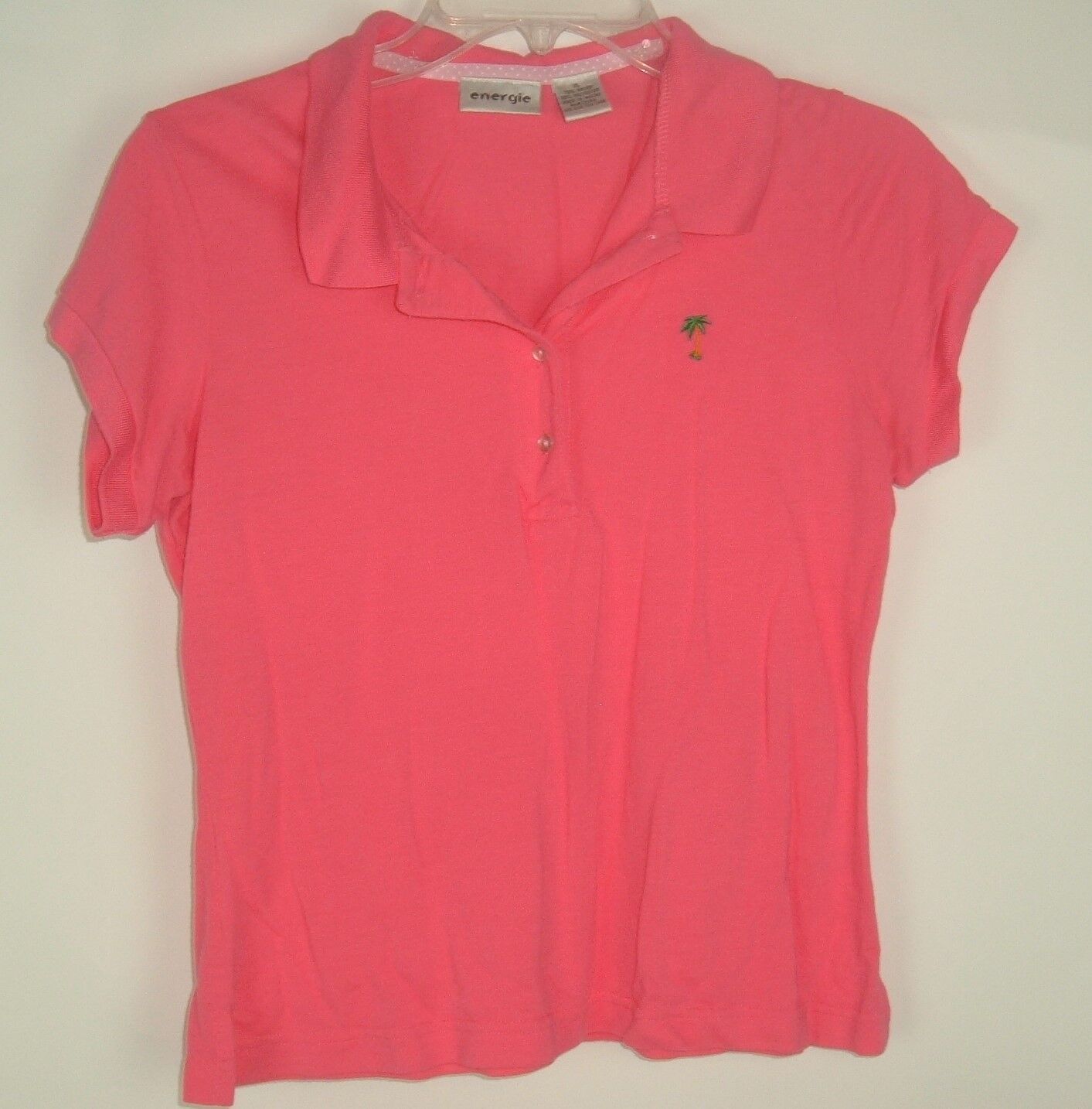 Vtg 90s top ENERGIE jrs pink coral stretch short … - image 2