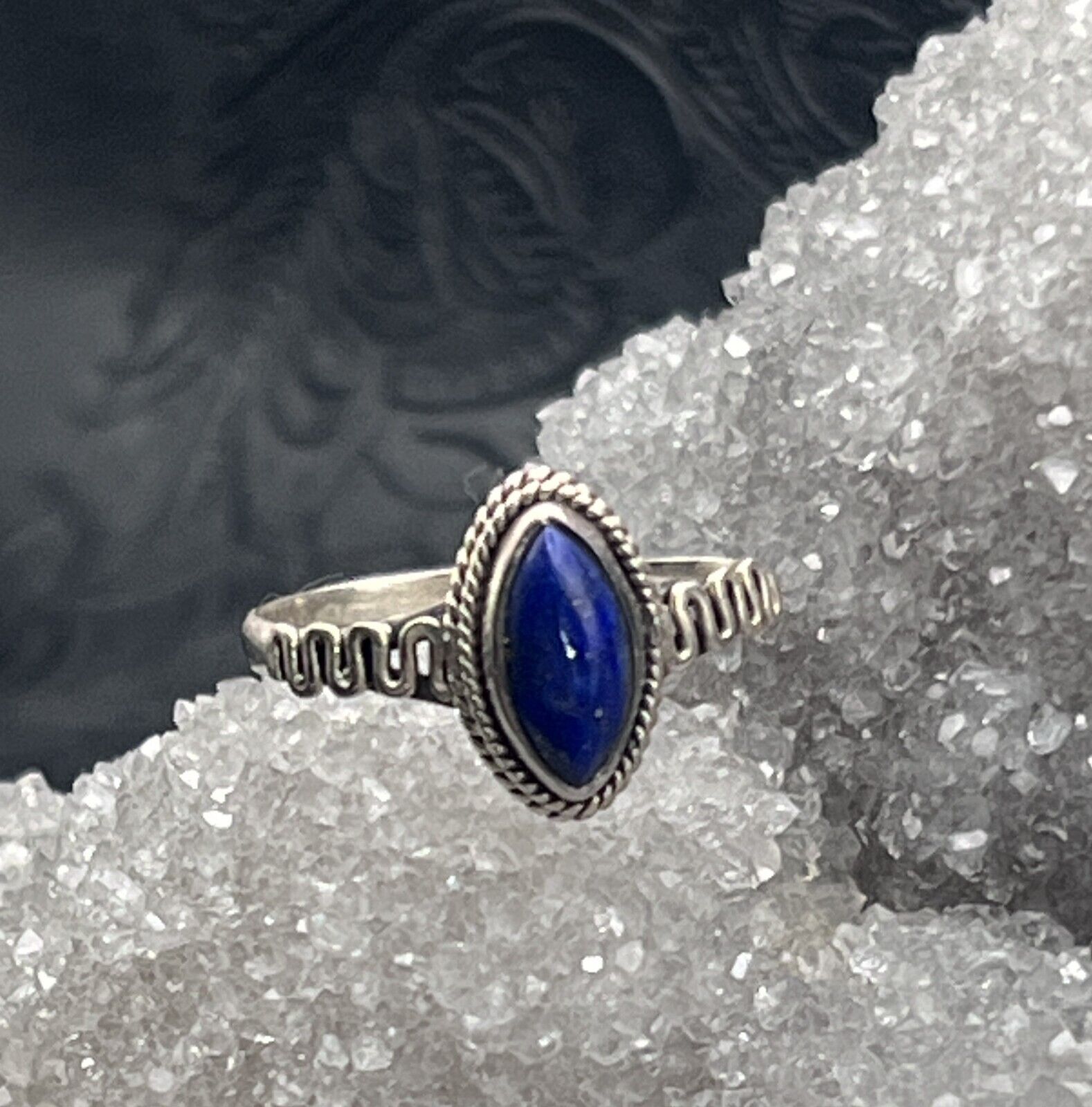 Gorgeous Lapis Lazulli Sterling Silver Ring 925 S… - image 2