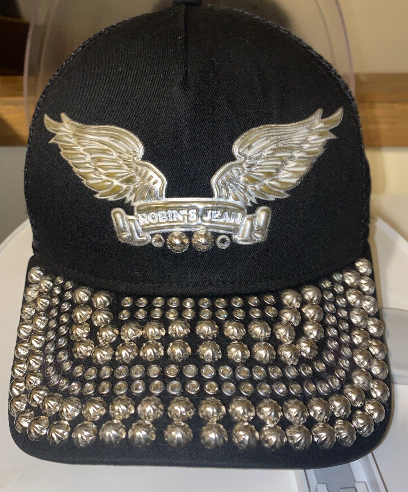 Robins Jean Studded Spell Out Trucker Hat Cap RARE - image 2