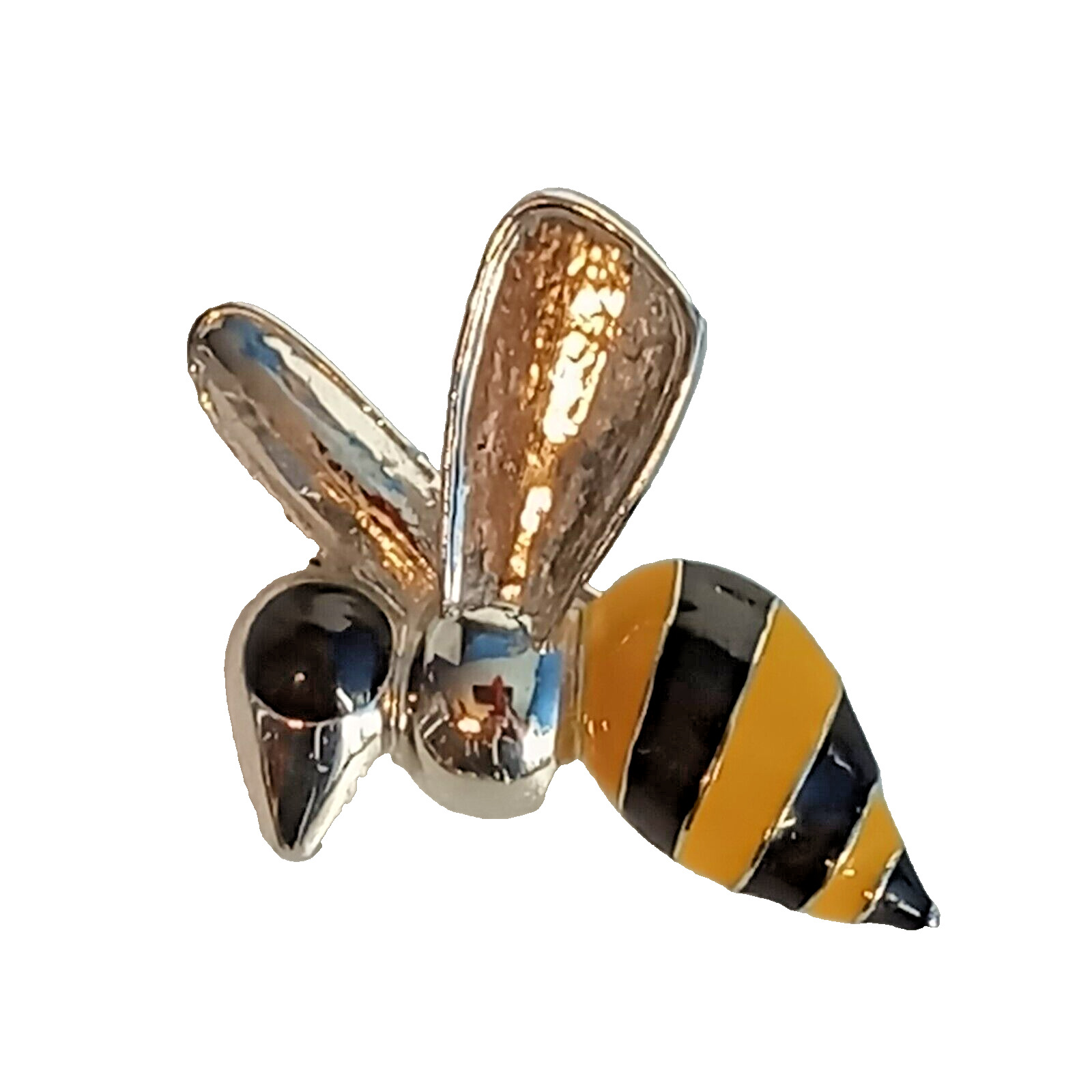 Bumble Bee Wasp Yellow & Black Enamel Vintage Sil… - image 5