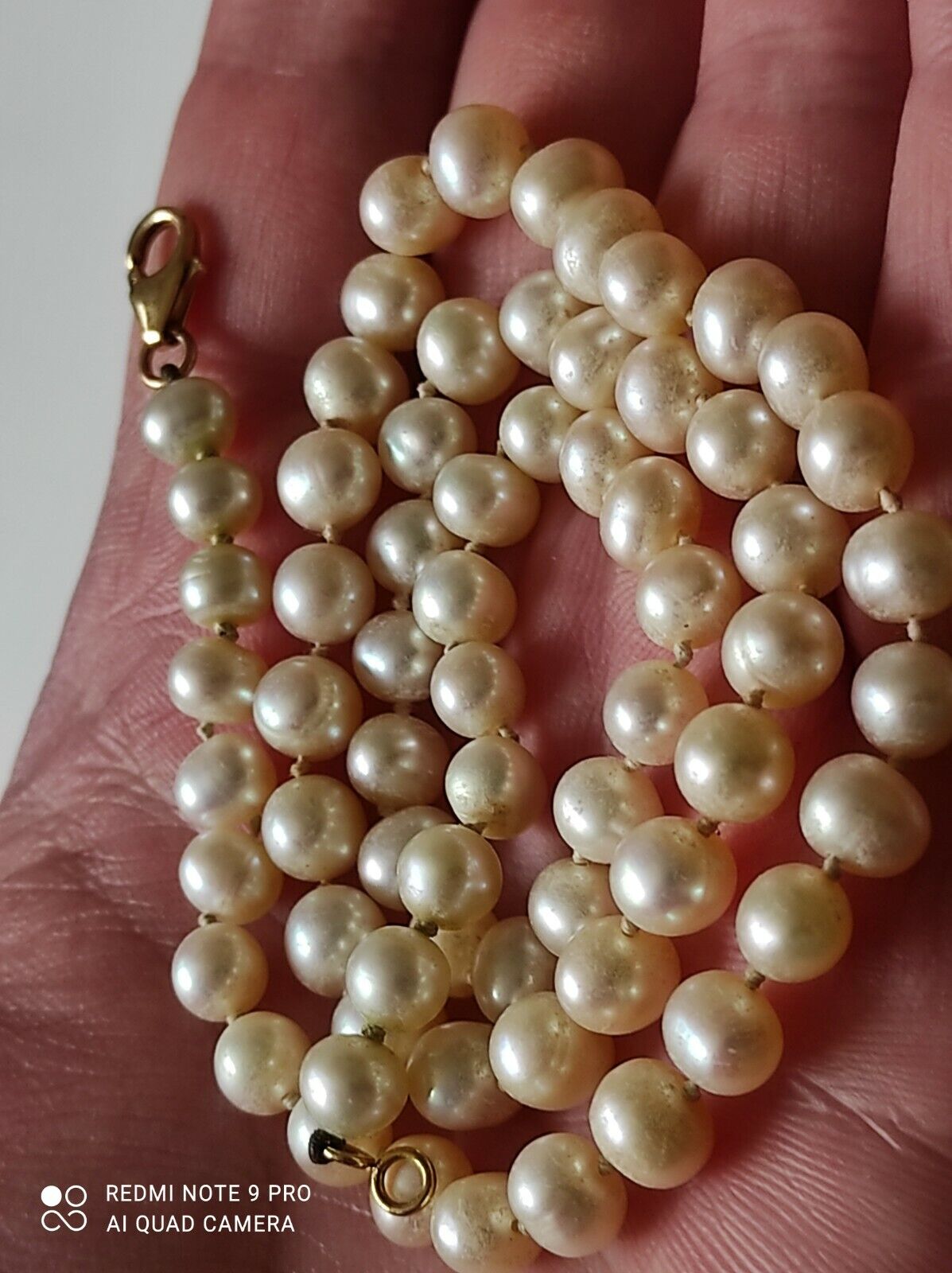 Antique Cultured Pearl And Yellow Gold 18K Neckla… - image 4