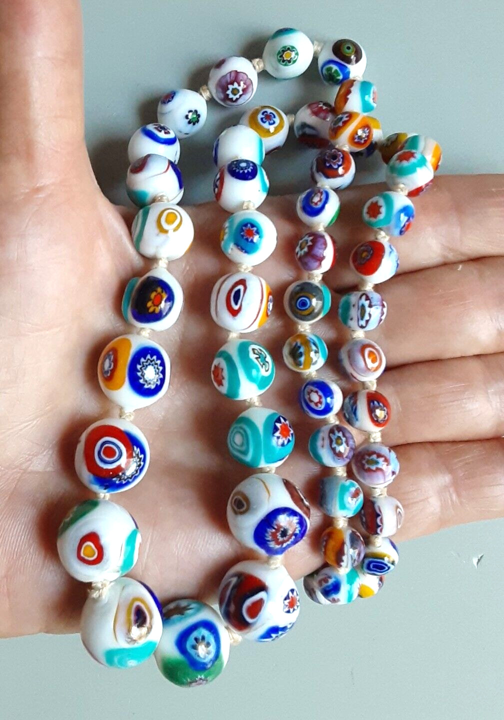 Vintage Venetian Murano Millefiori Glass Bead Nec… - image 2