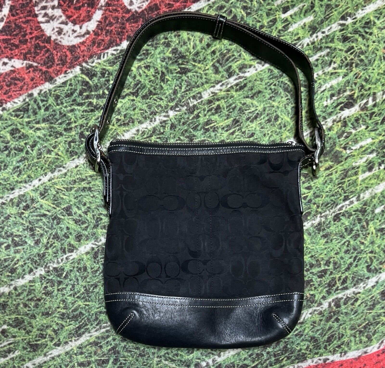 Coach Black Jacquard Signature Hobo - image 2