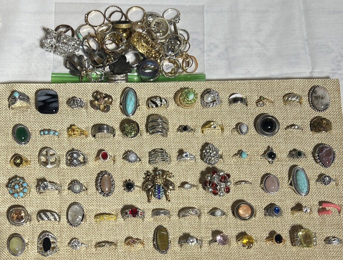 Costume Ring Lot 70 + Piece Vintage To Now Variou… - image 7