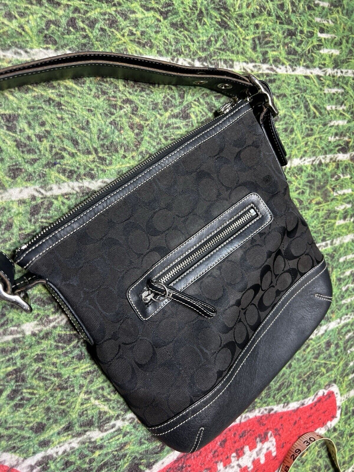 Coach Black Jacquard Signature Hobo - image 4