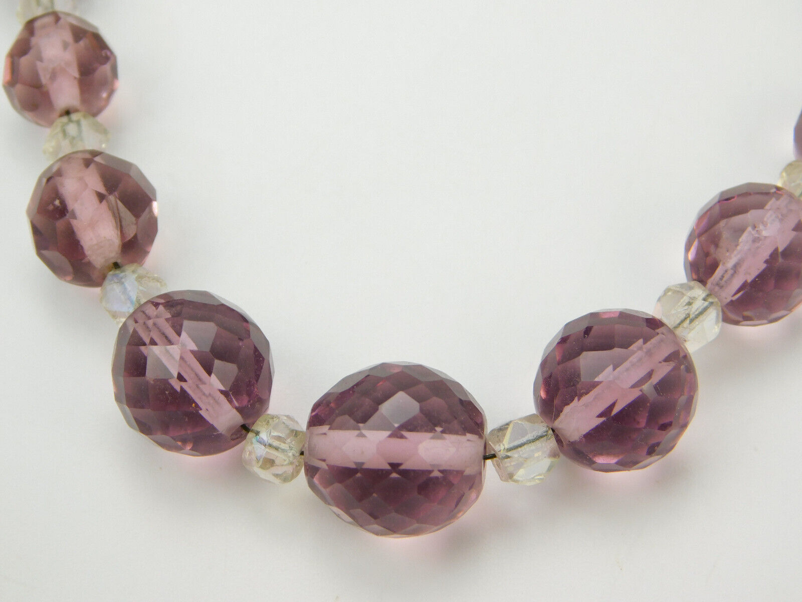 Antique Czech Purple Faceted Beaded 15" Choker Ne… - image 2