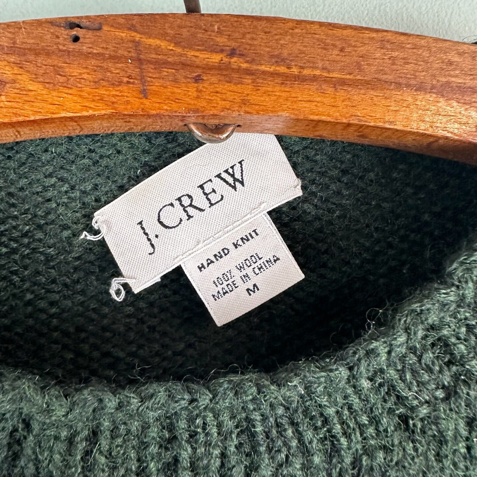 J. Crew Vintage Sweater Hand Knit 100% Wool Green… - image 4