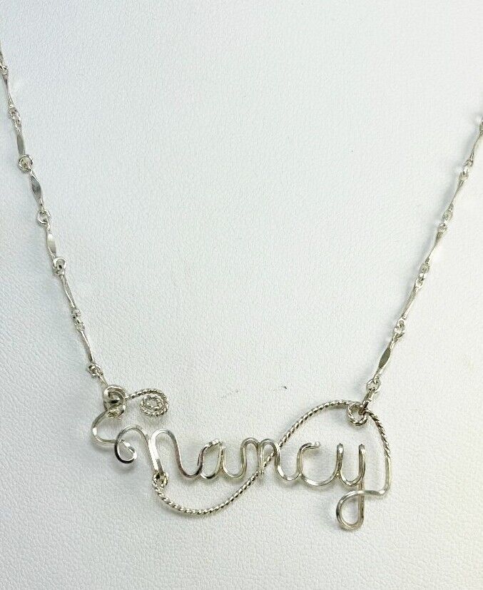 Sterling Silver Nancy Wire Written Necklace 18" L… - image 4