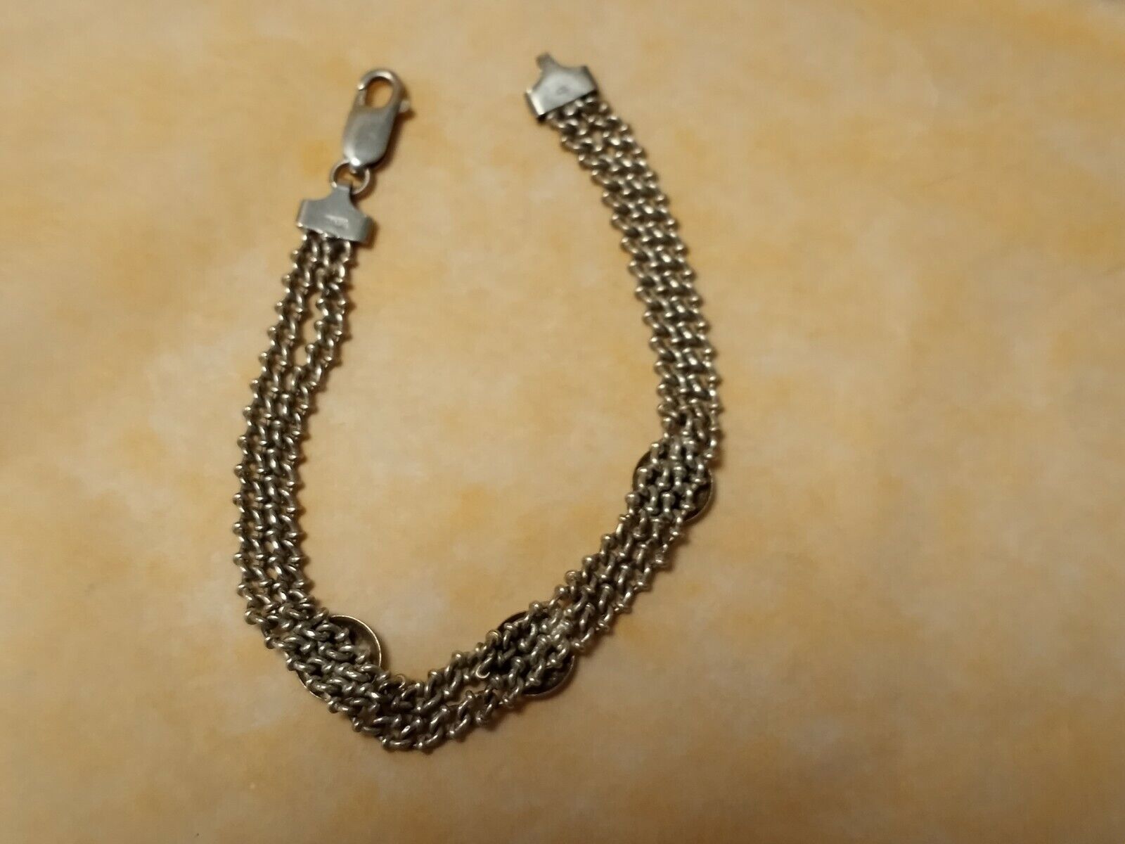 Vintage Sterling Silver Chain Mail Link w  Round … - image 6