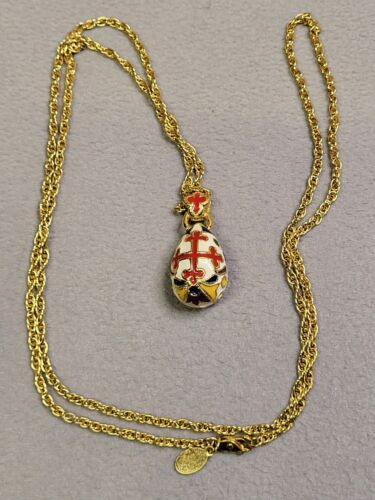 Joan Rivers Multi Color Enamel Red Cross Egg Penda