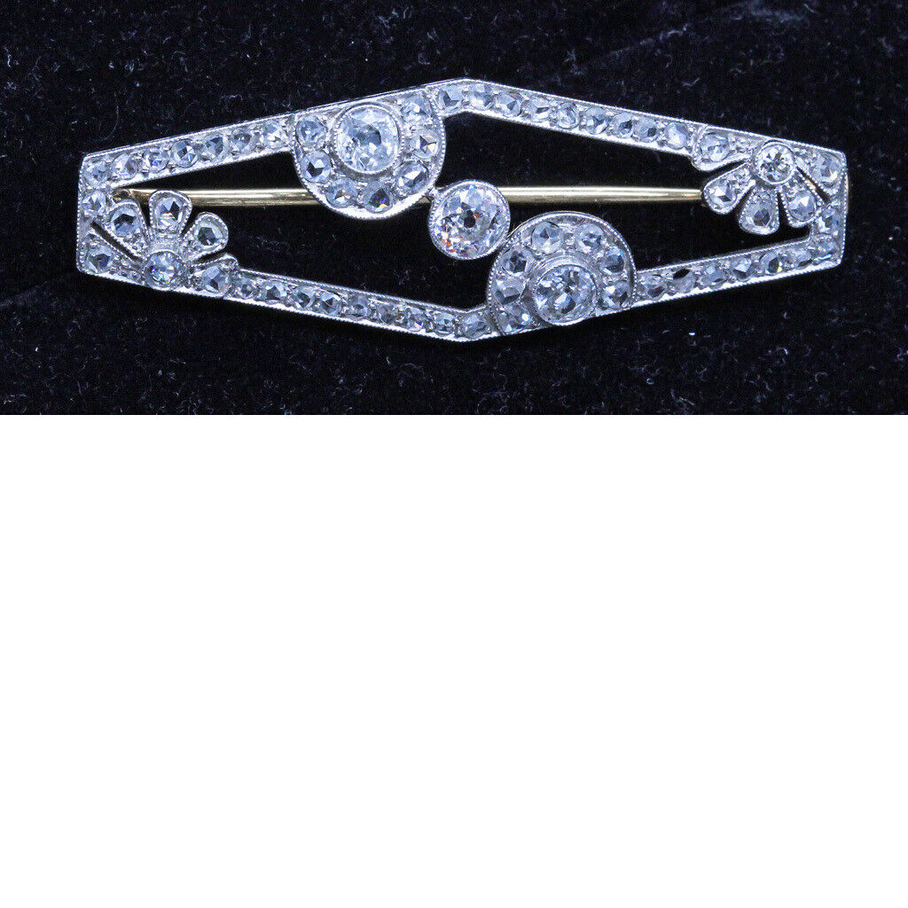 Antique Art Deco Brooch Platinum Gold Diamonds w … - image 8