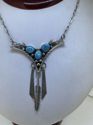 Vintage H. Spencer Navajo Turquoise Sterling Feath