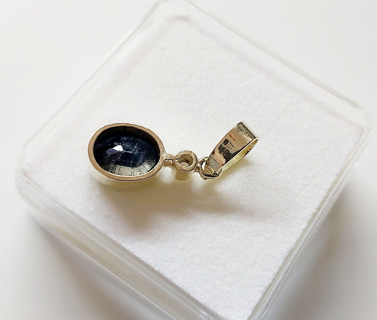 Solid 14K Yellow Gold Natural Dark Blue Sapphire … - image 5