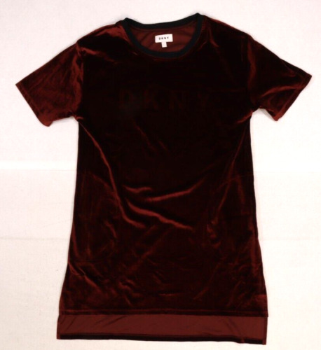 DKNY Womens Burgundy Maroon Red Short Sleeve Velve