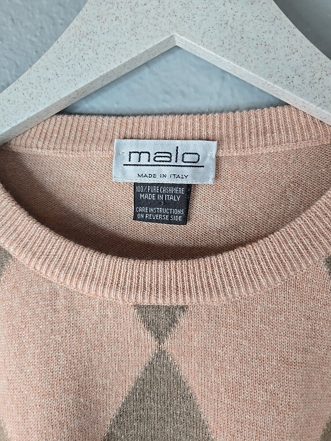 Malo Men's Vintage 100% Cashmere Argyle Sweater S… - image 2