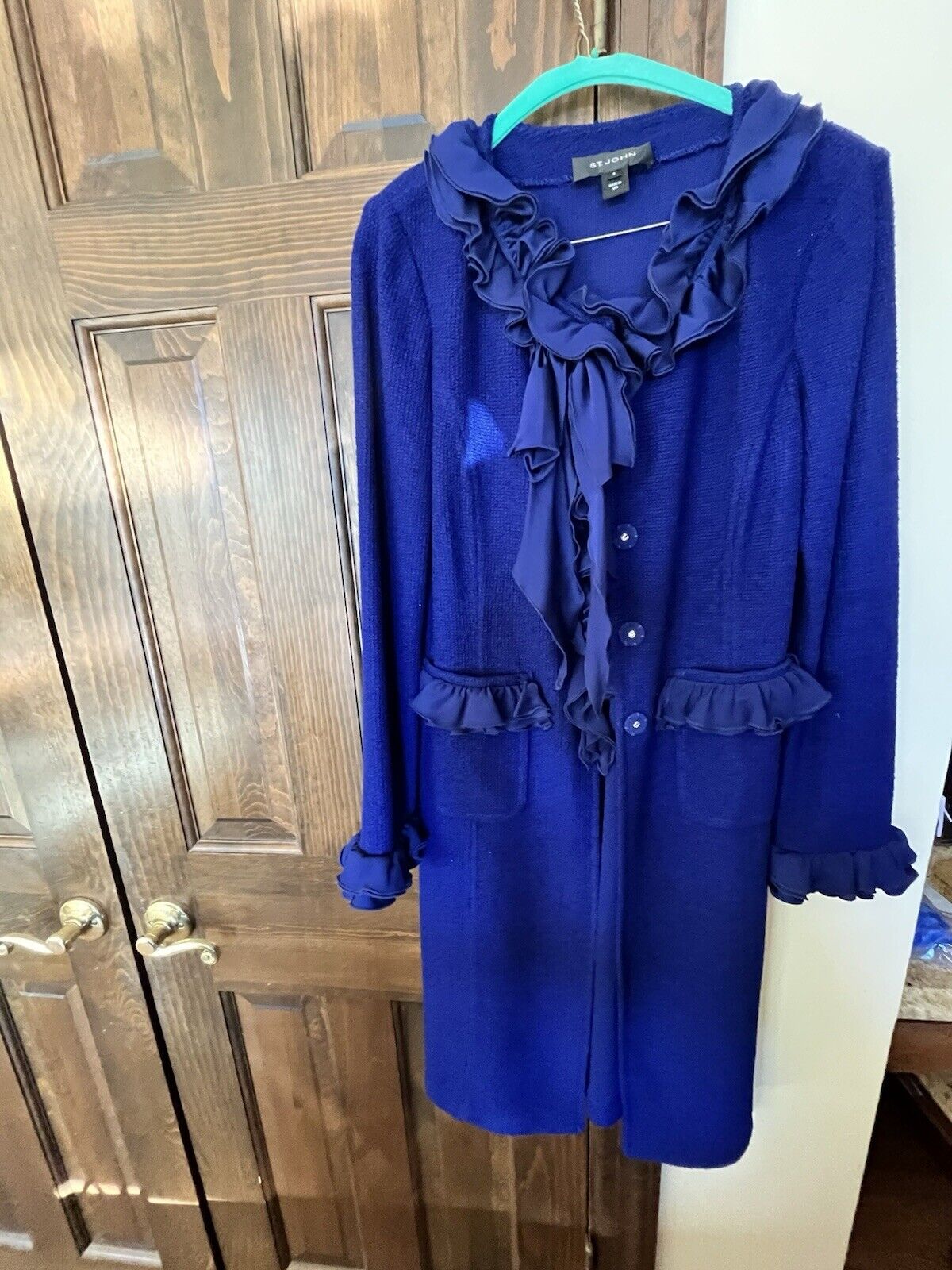 St John/ sapphire blue/ wool blend knit duster/ma… - image 3