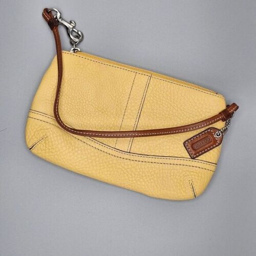 Vintage Authentic Coach British Yellow Wristlet - image 1