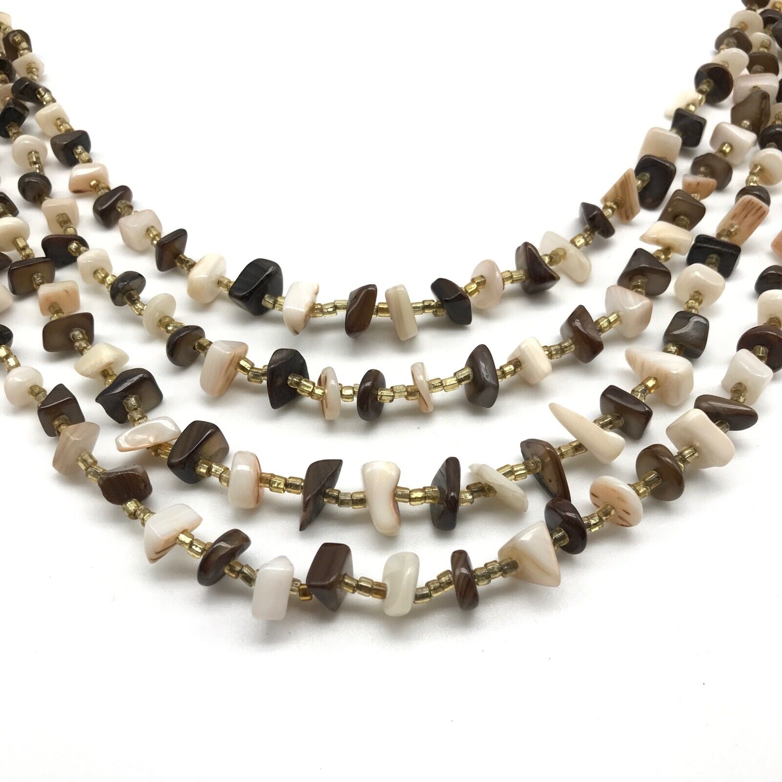 Vintage Mother Of Pearl Nugget Beaded Four Strand… - image 9