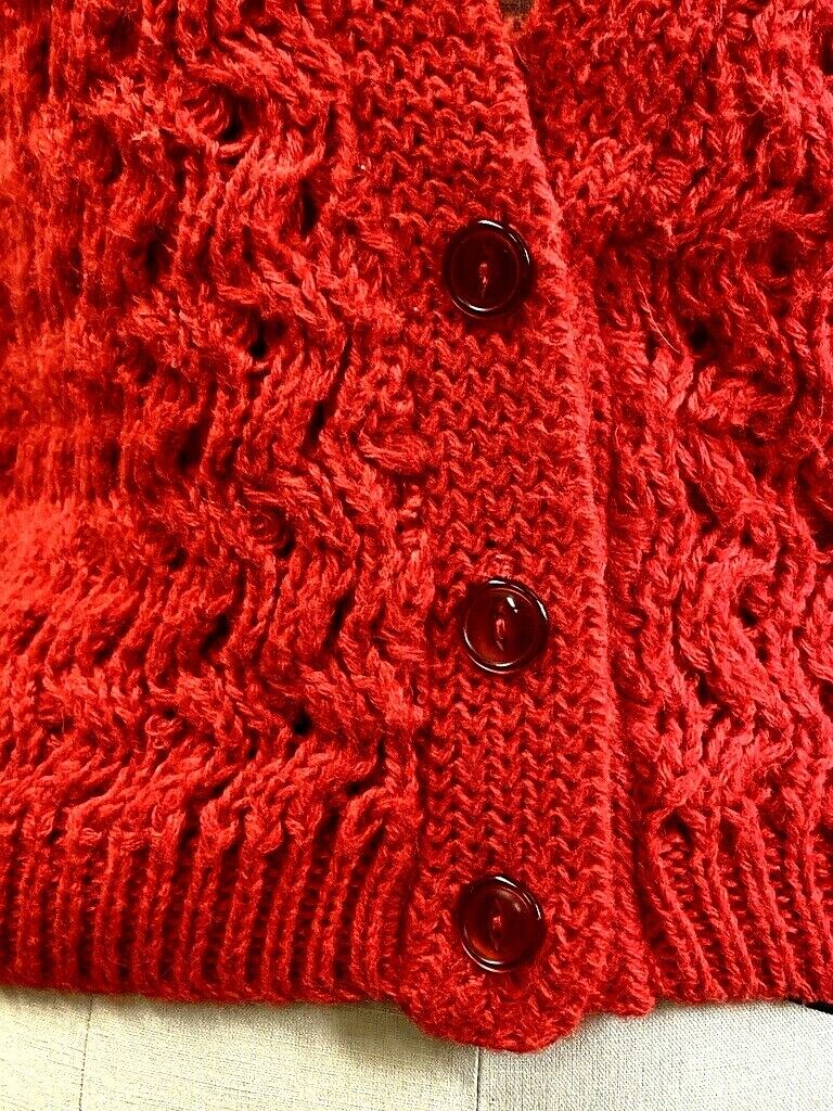 Vintage 60s-70s Sears Red Open Knit Sweater Vest … - image 6