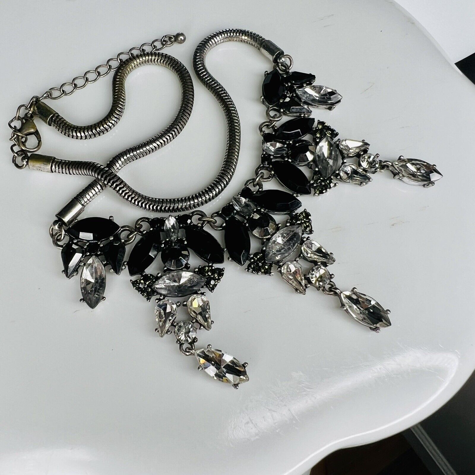 Vintage Statement Clear Black Sparkling Rhineston… - image 10