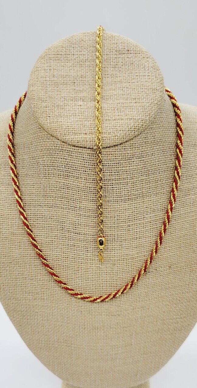 TRIFARI Signed Red and Gold Twisted Rope Necklace… - image 8